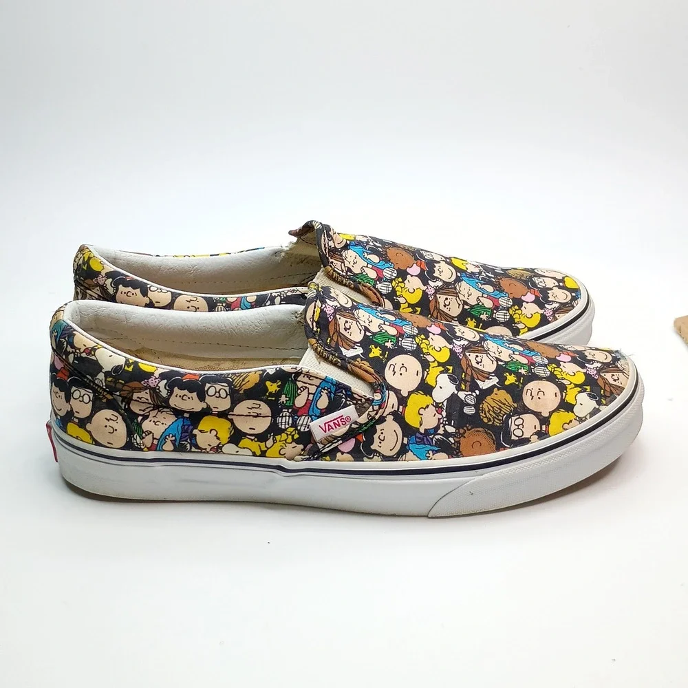 Vans x Peanuts Classic Slip On Charlie Brown Gang Mens 9.5 Womens 11 Shoes A4‎